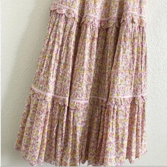 LoveShackFancy Masie Floral Midi Dress Fruity Punch - Picture 5 of 8